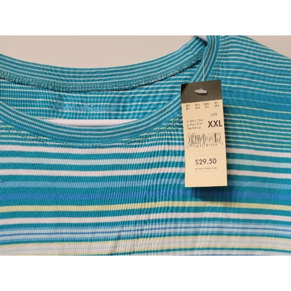Eddie Bauer Long Sleeve Knit Crew T Shirt Top 2XL XXL Emerald Green Blue New NWT - Picture 2 of 2